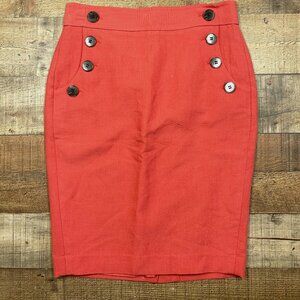 LOFT Coral Lined Flat Front Pencil Skirt size 0